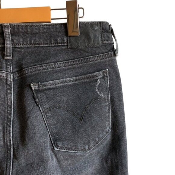 Levi’s 711 Skinny Black Ripped Denim Jeans 28 Distressed - Picture 11 of 14